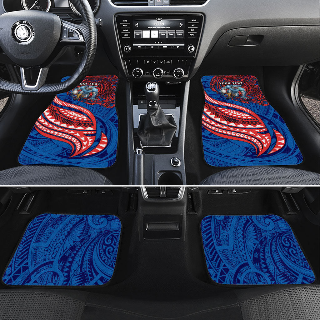 Personalised Newcastle Knights Car Mats Polynesian Tribal Art Style With Armored Knight Mascot