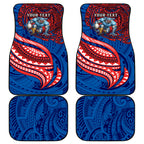 Personalised Newcastle Knights Car Mats Polynesian Tribal Art Style With Armored Knight Mascot