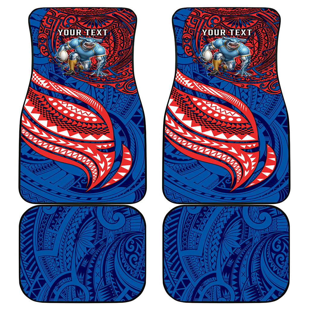 Personalised Newcastle Knights Car Mats Polynesian Tribal Art Style With Armored Knight Mascot
