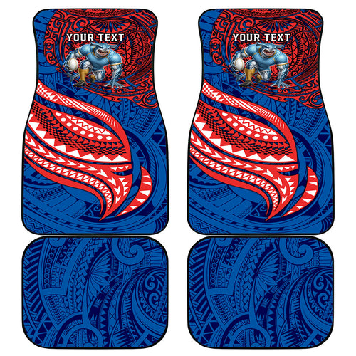 Personalised Newcastle Knights Car Mats Polynesian Tribal Art Style With Armored Knight Mascot