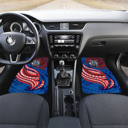 Personalised Newcastle Knights Car Mats Polynesian Tribal Art Style With Armored Knight Mascot