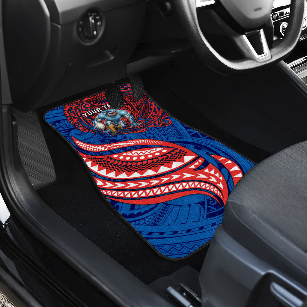 Personalised Newcastle Knights Car Mats Polynesian Tribal Art Style With Armored Knight Mascot