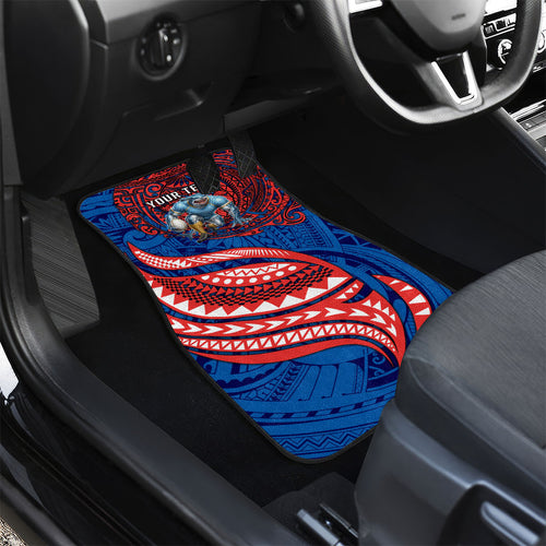 Personalised Newcastle Knights Car Mats Polynesian Tribal Art Style With Armored Knight Mascot