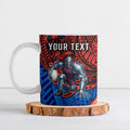 Personalised Newcastle Knights Ceramic Mug Polynesian Tribal Art Style With Armored Knight Mascot