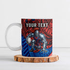 Personalised Newcastle Knights Ceramic Mug Polynesian Tribal Art Style With Armored Knight Mascot
