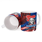 Personalised Newcastle Knights Ceramic Mug Polynesian Tribal Art Style With Armored Knight Mascot