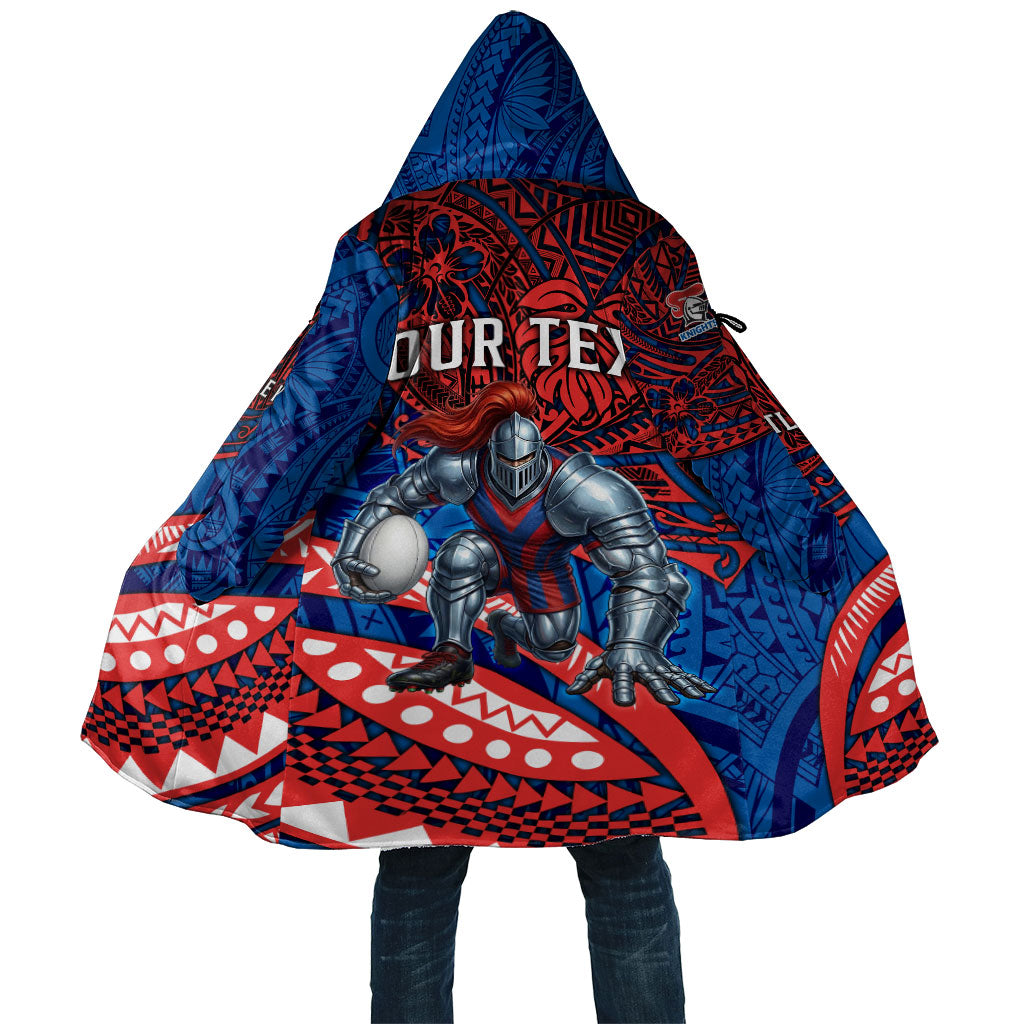 Personalised Newcastle Knights Cloak Polynesian Tribal Art Style With Armored Knight Mascot