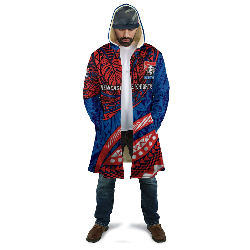 Personalised Newcastle Knights Cloak Polynesian Tribal Art Style With Armored Knight Mascot