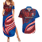 Personalised Newcastle Knights Couples Matching Summer Maxi Dress and Hawaiian Shirt Polynesian Tribal Art Style With Armored Knight Mascot