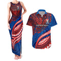 Personalised Newcastle Knights Couples Matching Tank Maxi Dress and Hawaiian Shirt Polynesian Tribal Art Style With Armored Knight Mascot