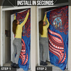 Personalised Newcastle Knights Door Cover Polynesian Tribal Art Style With Armored Knight Mascot