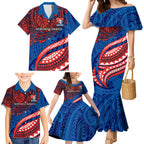 Personalised Newcastle Knights Family Matching Mermaid Dress and Hawaiian Shirt Polynesian Tribal Art Style With Armored Knight Mascot