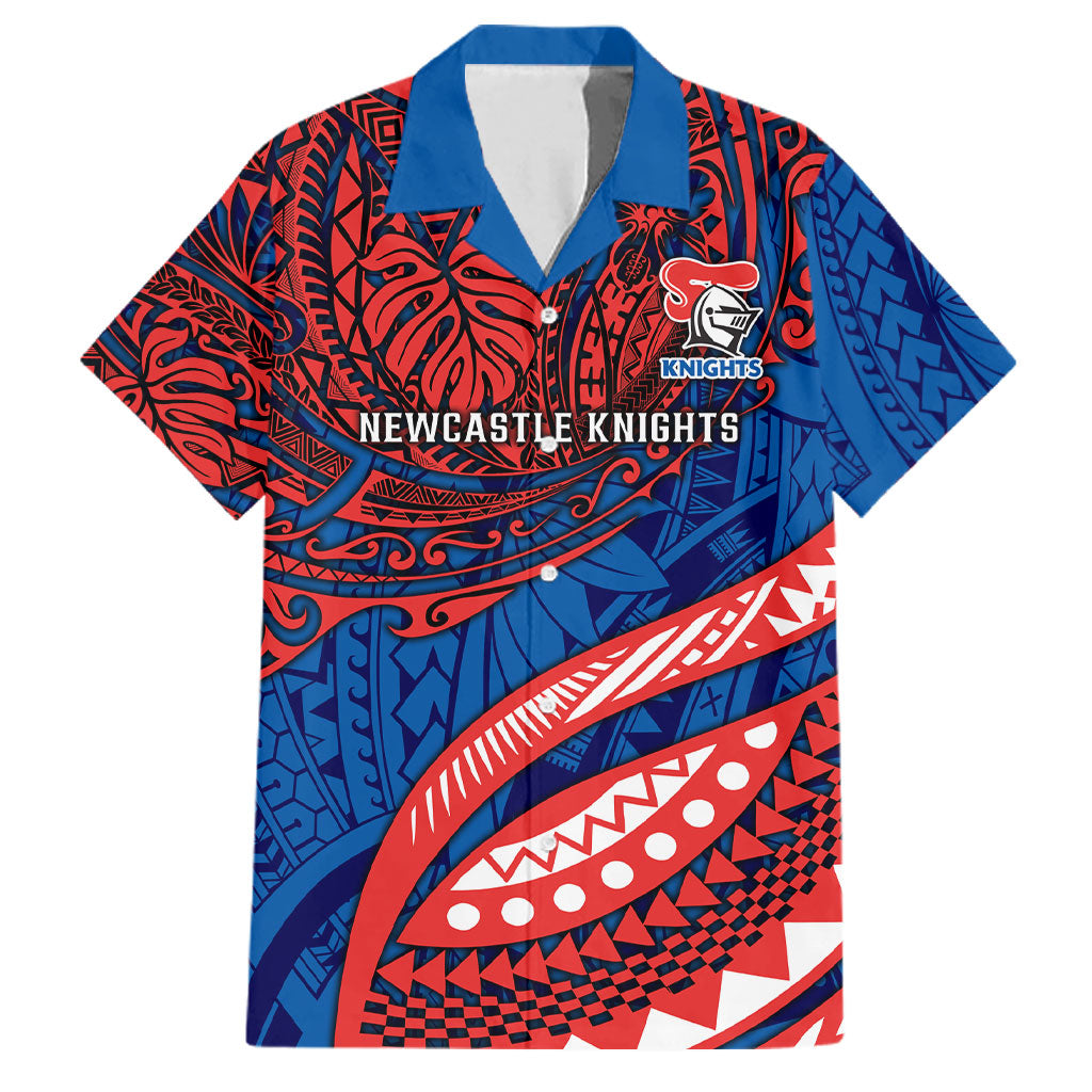 Personalised Newcastle Knights Family Matching Mermaid Dress and Hawaiian Shirt Polynesian Tribal Art Style With Armored Knight Mascot