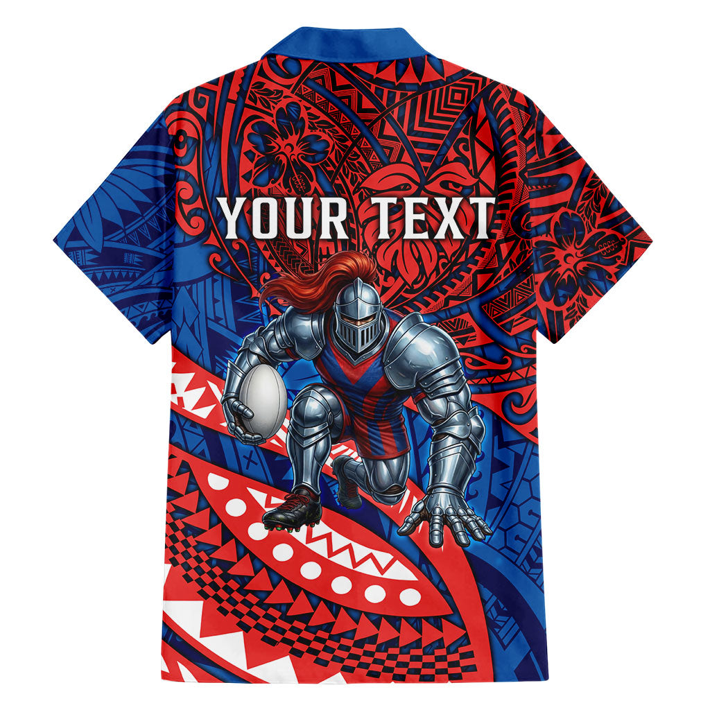 Personalised Newcastle Knights Family Matching Mermaid Dress and Hawaiian Shirt Polynesian Tribal Art Style With Armored Knight Mascot