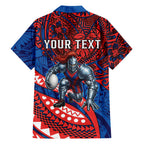 Personalised Newcastle Knights Family Matching Mermaid Dress and Hawaiian Shirt Polynesian Tribal Art Style With Armored Knight Mascot