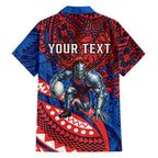 Personalised Newcastle Knights Family Matching Tank Maxi Dress and Hawaiian Shirt Polynesian Tribal Art Style With Armored Knight Mascot