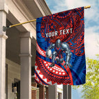 Personalised Newcastle Knights Garden Flag Polynesian Tribal Art Style With Armored Knight Mascot