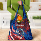 Personalised Newcastle Knights Grocery Bag Polynesian Tribal Art Style With Armored Knight Mascot