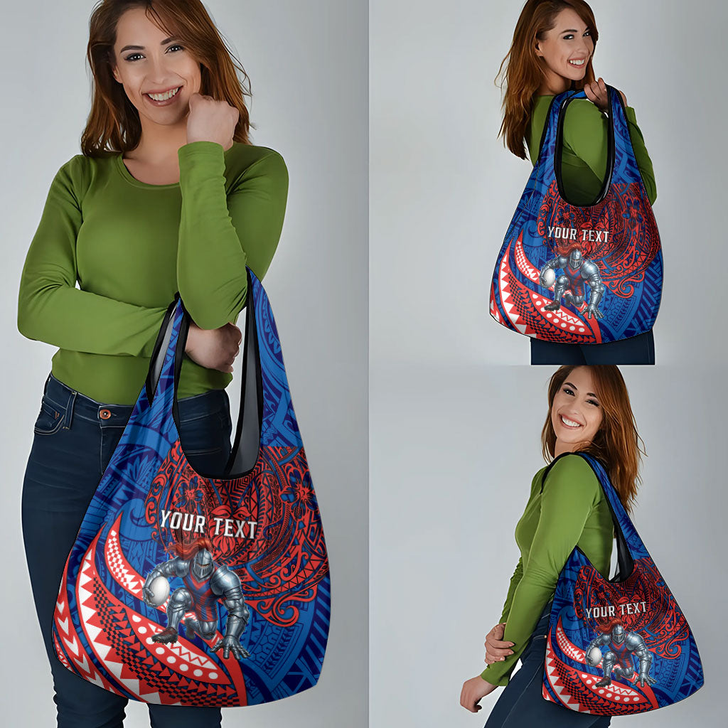 Personalised Newcastle Knights Grocery Bag Polynesian Tribal Art Style With Armored Knight Mascot