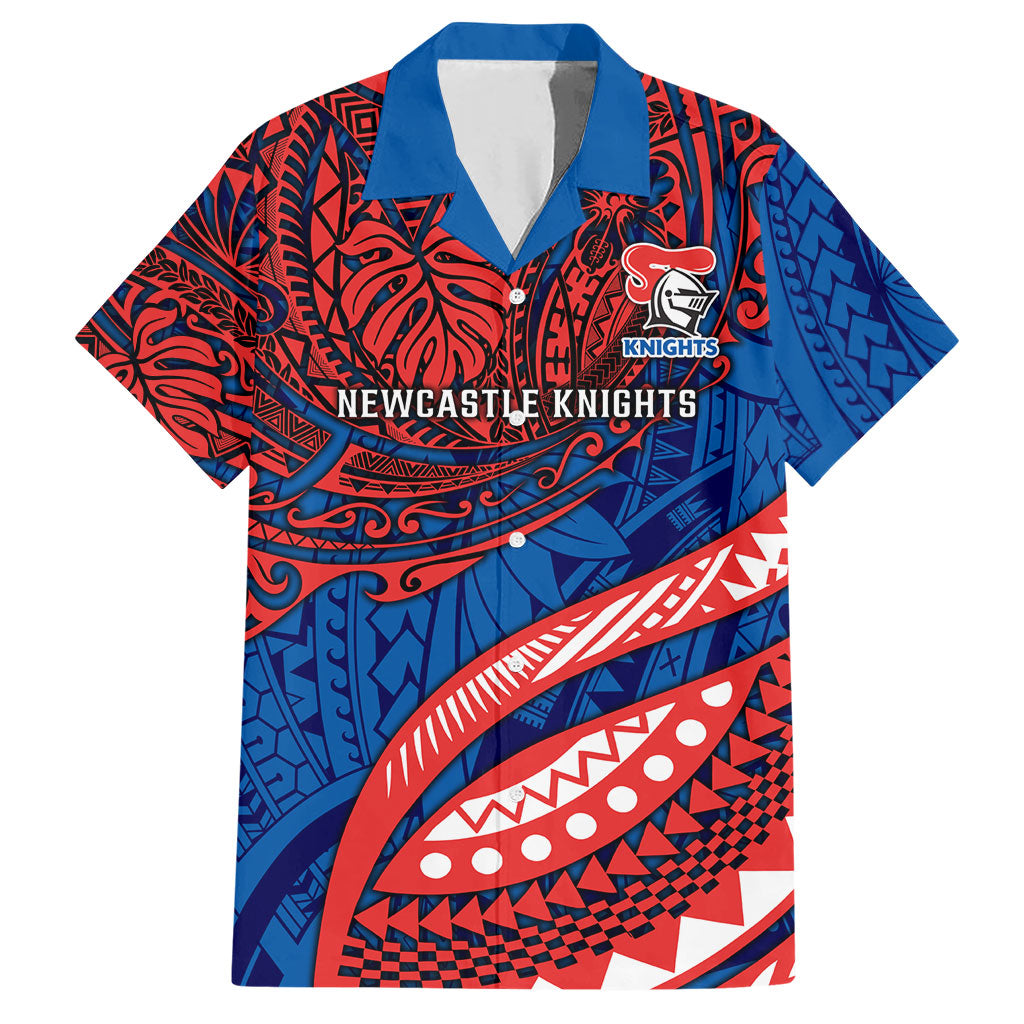 Personalised Newcastle Knights Hawaiian Shirt Polynesian Tribal Art Style With Armored Knight Mascot