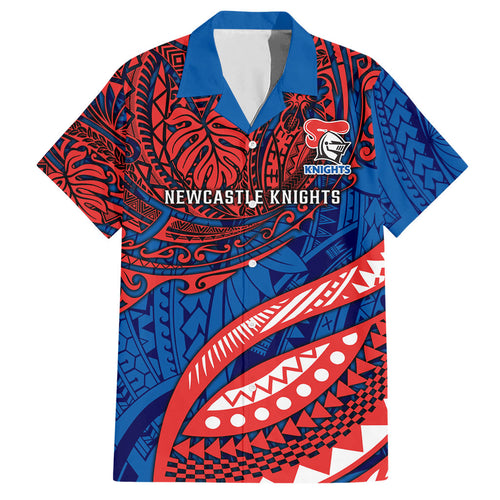 Personalised Newcastle Knights Hawaiian Shirt Polynesian Tribal Art Style With Armored Knight Mascot