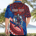 Personalised Newcastle Knights Hawaiian Shirt Polynesian Tribal Art Style With Armored Knight Mascot