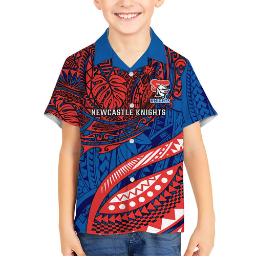 Personalised Newcastle Knights Hawaiian Shirt Polynesian Tribal Art Style With Armored Knight Mascot