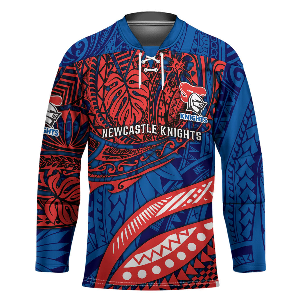 Personalised Newcastle Knights Hockey Jersey Polynesian Tribal Art Style With Armored Knight Mascot