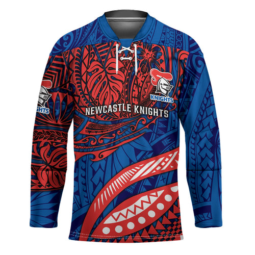 Personalised Newcastle Knights Hockey Jersey Polynesian Tribal Art Style With Armored Knight Mascot