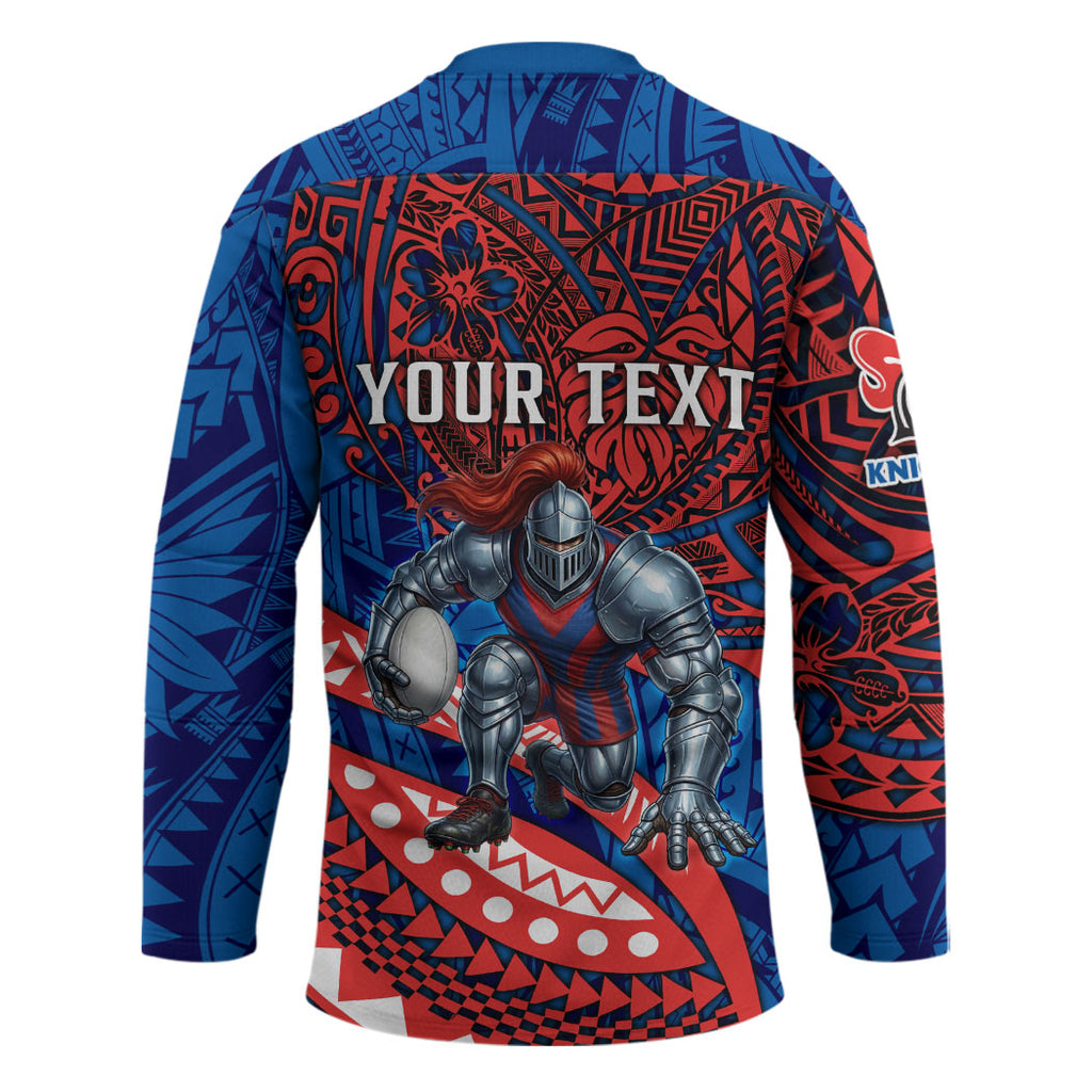 Personalised Newcastle Knights Hockey Jersey Polynesian Tribal Art Style With Armored Knight Mascot