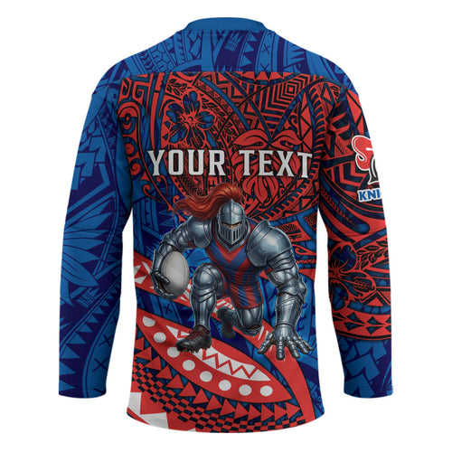 Personalised Newcastle Knights Hockey Jersey Polynesian Tribal Art Style With Armored Knight Mascot