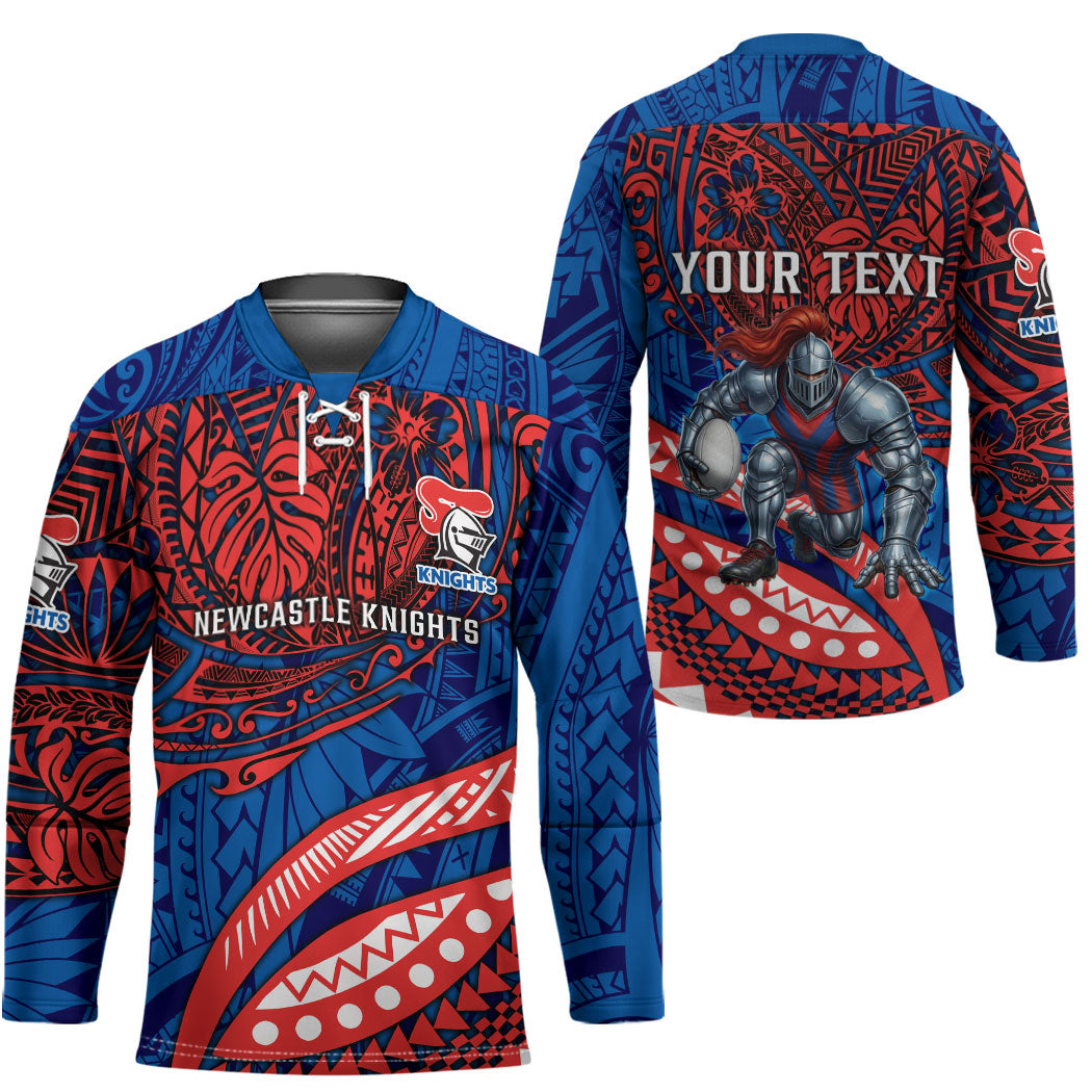 Personalised Newcastle Knights Hockey Jersey Polynesian Tribal Art Style With Armored Knight Mascot
