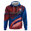 Personalised Newcastle Knights Hoodie Polynesian Tribal Art Style With Armored Knight Mascot