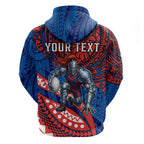 Personalised Newcastle Knights Hoodie Polynesian Tribal Art Style With Armored Knight Mascot