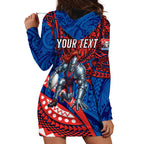 Personalised Newcastle Knights Hoodie Dress Polynesian Tribal Art Style With Armored Knight Mascot