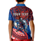 Personalised Newcastle Knights Kid Polo Shirt Polynesian Tribal Art Style With Armored Knight Mascot