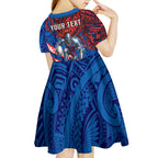 Personalised Newcastle Knights Kid Short Sleeve Dress Polynesian Tribal Art Style With Armored Knight Mascot