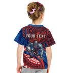 Personalised Newcastle Knights Kid T Shirt Polynesian Tribal Art Style With Armored Knight Mascot