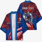 Personalised Newcastle Knights Kimono Polynesian Tribal Art Style With Armored Knight Mascot