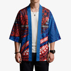 Personalised Newcastle Knights Kimono Polynesian Tribal Art Style With Armored Knight Mascot