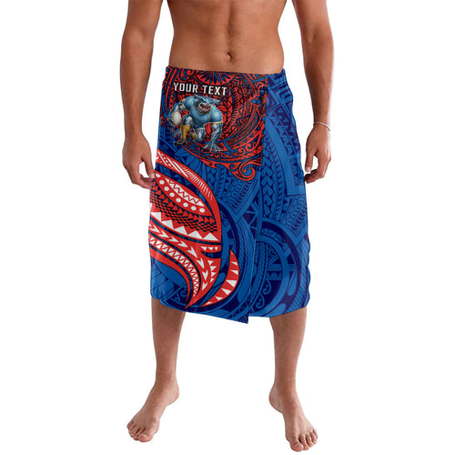 Personalised Newcastle Knights Lavalava Polynesian Tribal Art Style With Armored Knight Mascot
