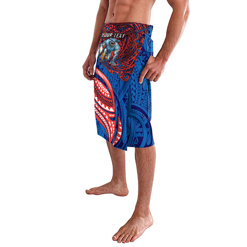 Personalised Newcastle Knights Lavalava Polynesian Tribal Art Style With Armored Knight Mascot