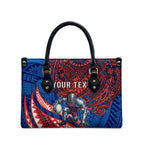 Personalised Newcastle Knights Leather Bag Polynesian Tribal Art Style With Armored Knight Mascot