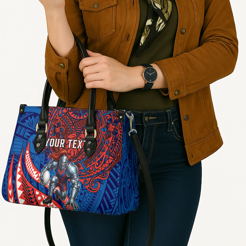 Personalised Newcastle Knights Leather Bag Polynesian Tribal Art Style With Armored Knight Mascot