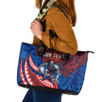 Personalised Newcastle Knights Leather Tote Bag Polynesian Tribal Art Style With Armored Knight Mascot