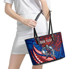 Personalised Newcastle Knights Leather Tote Bag Polynesian Tribal Art Style With Armored Knight Mascot