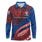 Personalised Newcastle Knights Long Sleeve Polo Shirt Polynesian Tribal Art Style With Armored Knight Mascot