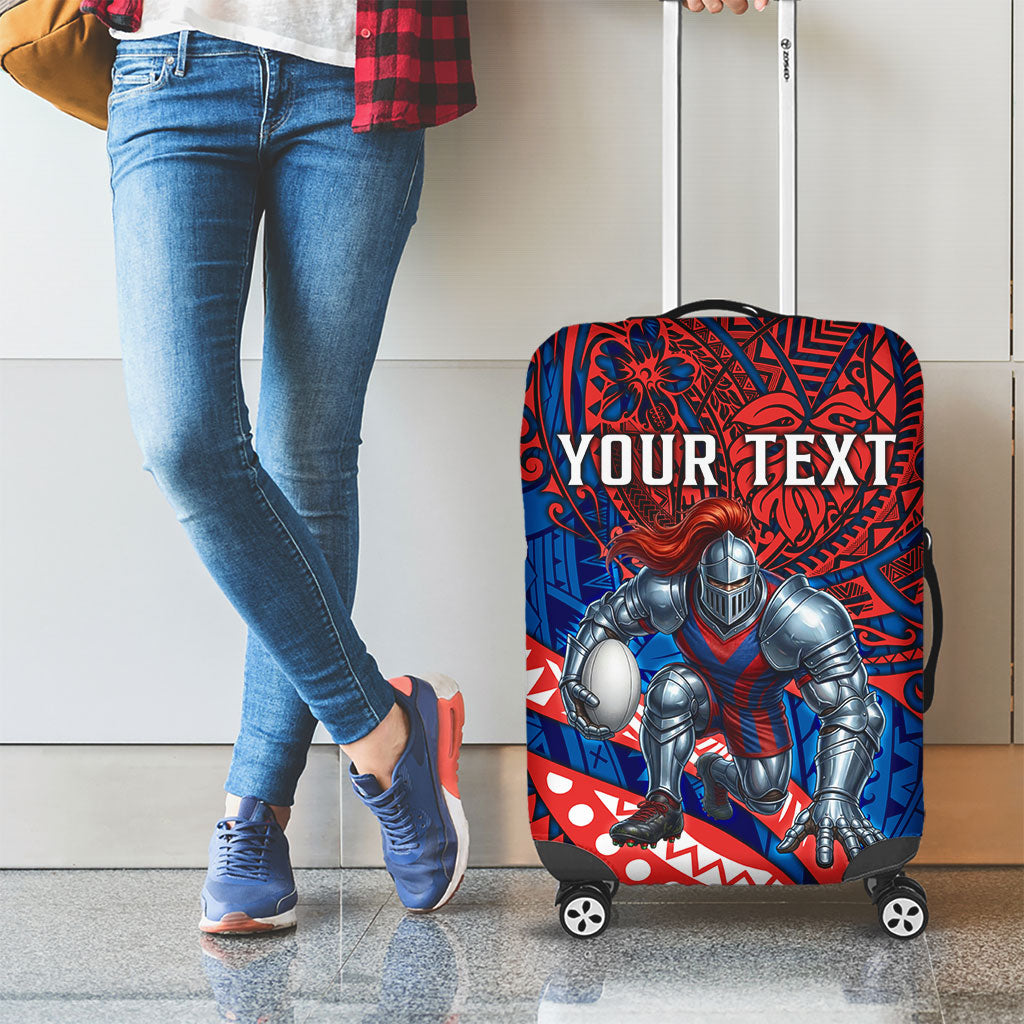 Personalised Newcastle Knights Luggage Cover Polynesian Tribal Art Style With Armored Knight Mascot
