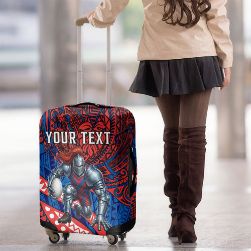 Personalised Newcastle Knights Luggage Cover Polynesian Tribal Art Style With Armored Knight Mascot
