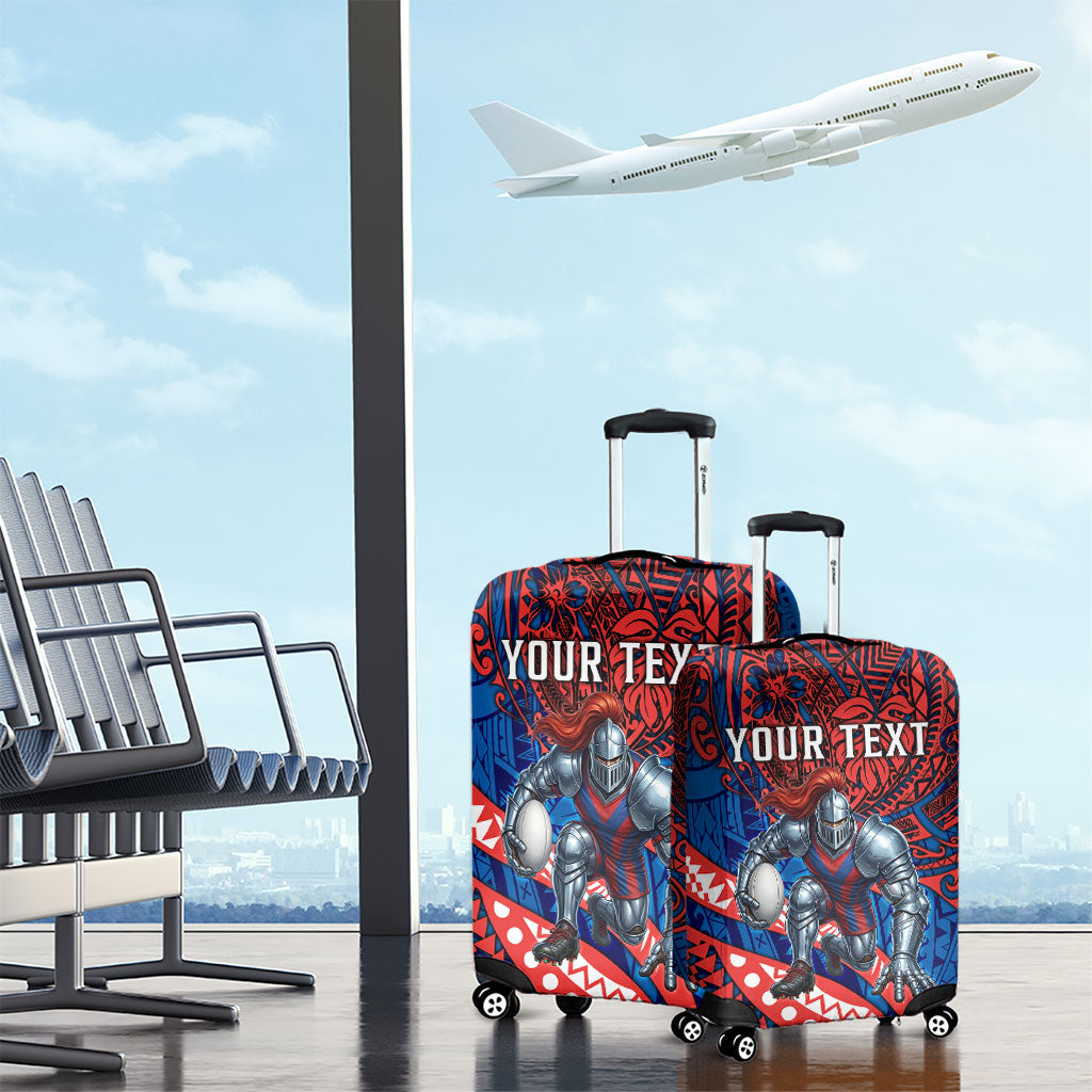 Personalised Newcastle Knights Luggage Cover Polynesian Tribal Art Style With Armored Knight Mascot